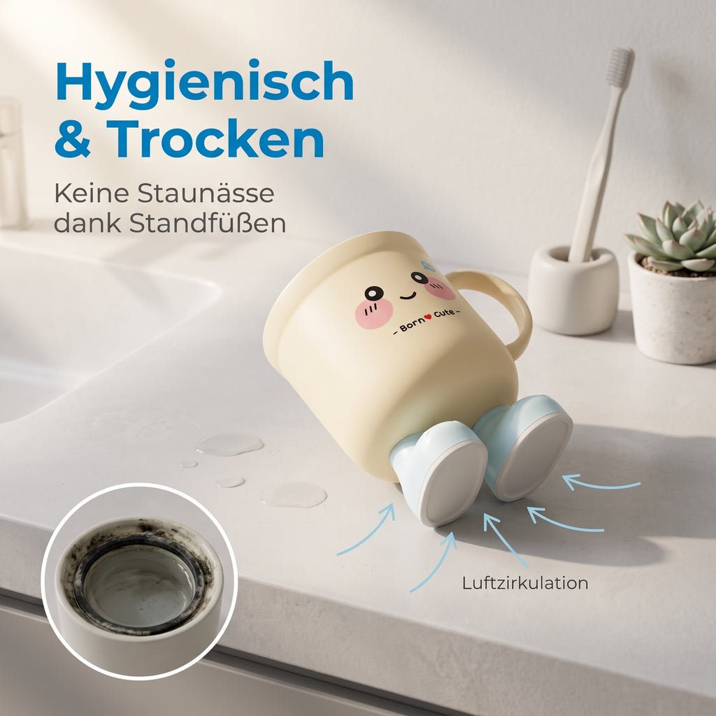 Macaron Zahnbürstenbecher 420 ml neben einem modernen Waschbecken