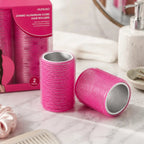 Zwei pinke MUMUSO Jumbo Haarwickler mit sichtbarem Aluminiumkern