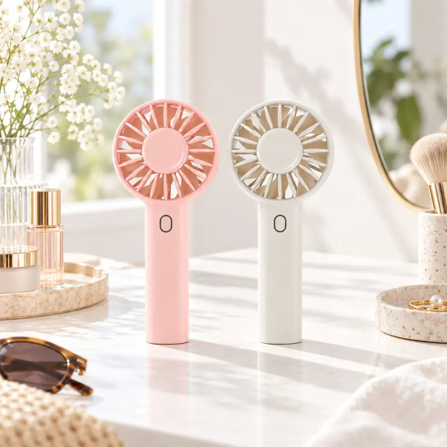 Handventilatoren im Lollipop Design in Rosa und Weiß