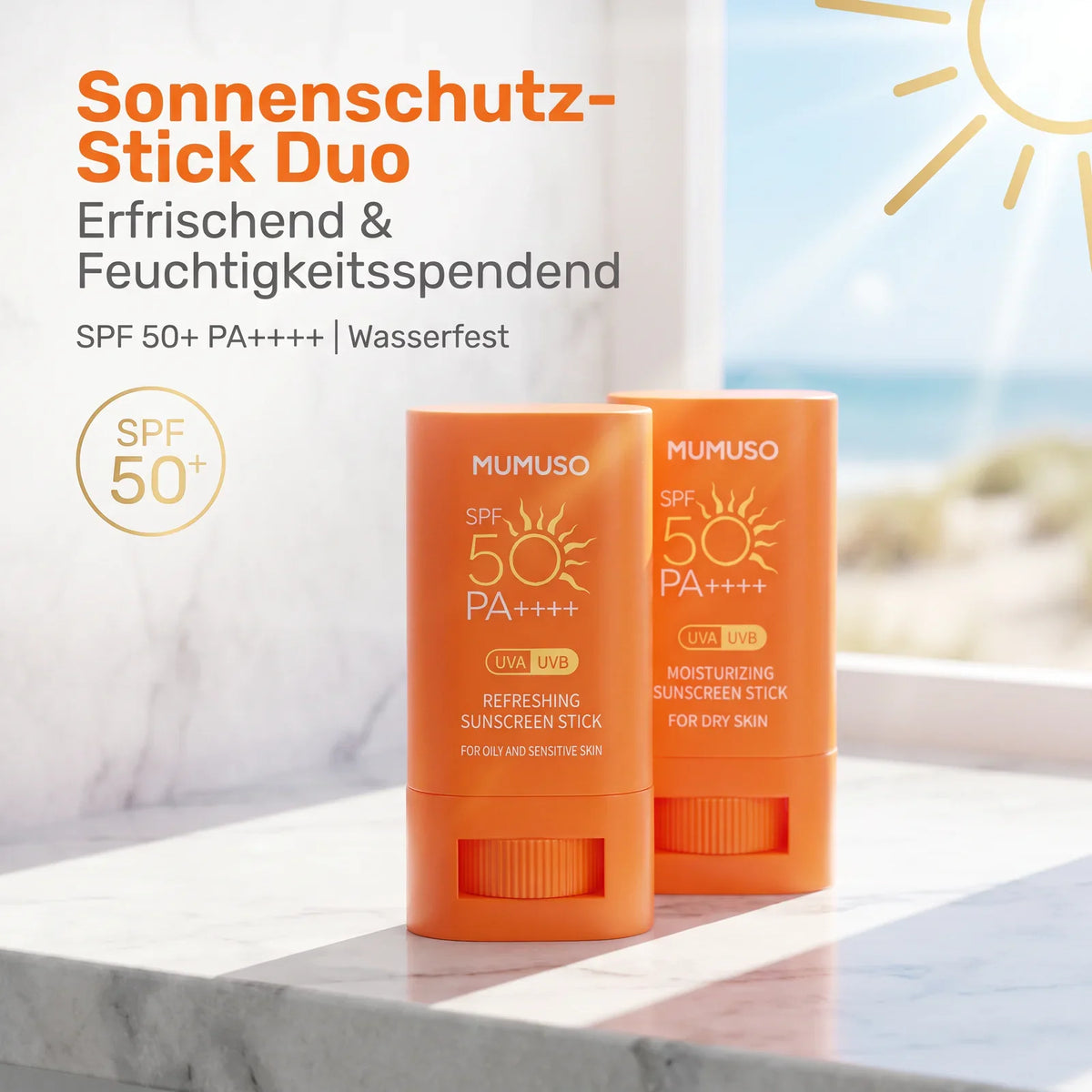 MUMUSO Sonnenstick Duo Refreshing und Moisturizing SPF 50+ PA++++