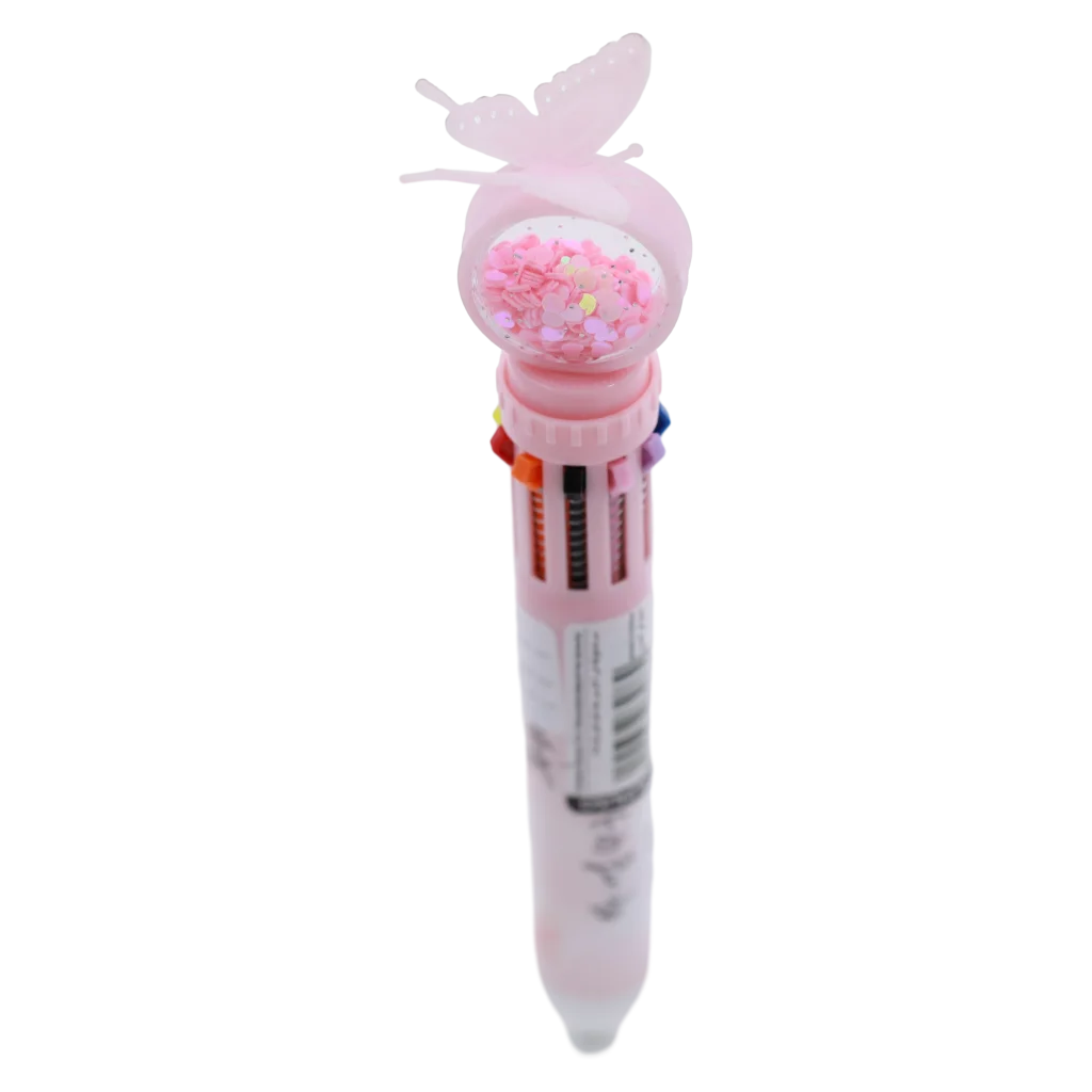 10-in-1 Kugelschreiber mit Schmetterling-Design (Rosa/Blau/Grün/Lila)