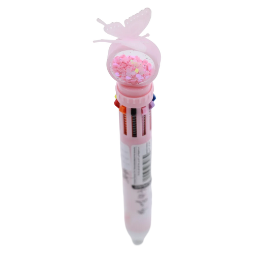 10-in-1 Kugelschreiber mit Schmetterling-Design (Rosa/Blau/Grün/Lila)
