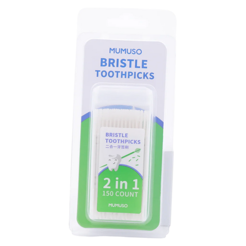 2-in-1 Borstenzahnstocher im Etui, 150 Stück (Weiß/Grün)