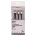 2-in-1 Ladekabel mit Nylon-Geflecht, USB-A auf Lightning/Typ C (Weiß)