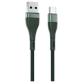 2-in-1 Nylon-Ladekabel geflochten, USB-C zu Lightning/USB-C (Grün)