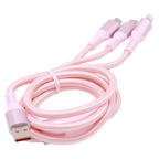 3-in-1 Nylon-USB-Ladekabel, 66W Fast Charge (Rosa)