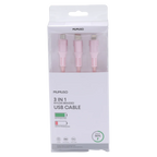 3-in-1 Nylon-USB-Ladekabel, 66W Fast Charge (Rosa)