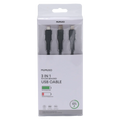 3-in-1 USB-Ladekabel aus Nylon, Fast Charge 66W (Schwarz)