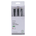 3-in-1 USB-Ladekabel aus Nylon, Fast Charge 66W (Schwarz)