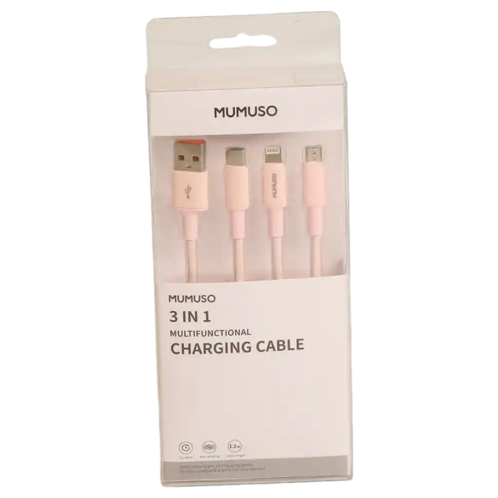 3-in-1 Multifunktionales Ladekabel für verschiedene Geräte (Rosa)