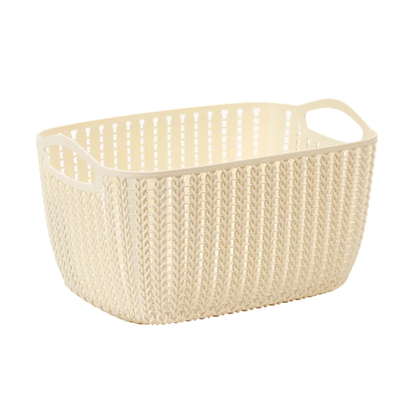 Aufbewahrungskorb aus Polypropylen in Rattan-Design, mittlere Größe (Beige)