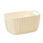 Aufbewahrungskorb aus Polypropylen in Rattan-Design, mittlere Größe (Beige)