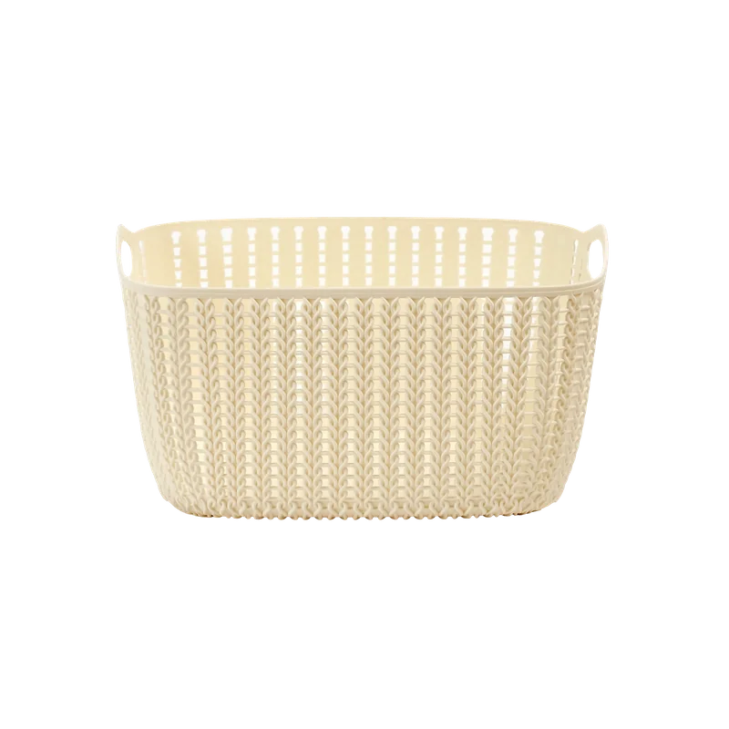 Aufbewahrungskorb aus Polypropylen in Rattan-Design, mittlere Größe (Beige)