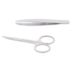 Augenbrauenpflege Set mit Schere und Pinzette (Silber)
