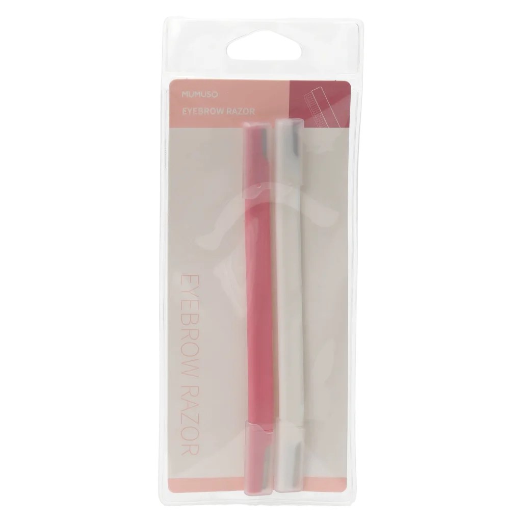 2-teiliges Augenbrauenrasierer-Set mit S-förmigem Doppelkopf, ABS-Griff und Edelstahlklinge (Rosa/Weiß)