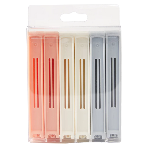 12-teiliges PP-Beutelverschluss Set für Lebensmittel (Grau/Creme/Rosa)