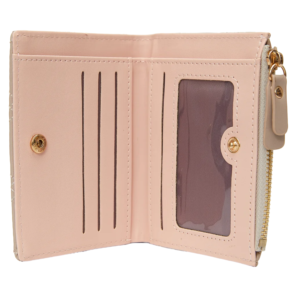 Bifold Geldbörse aus Kunstleder mit Rauten-Design (Khaki)