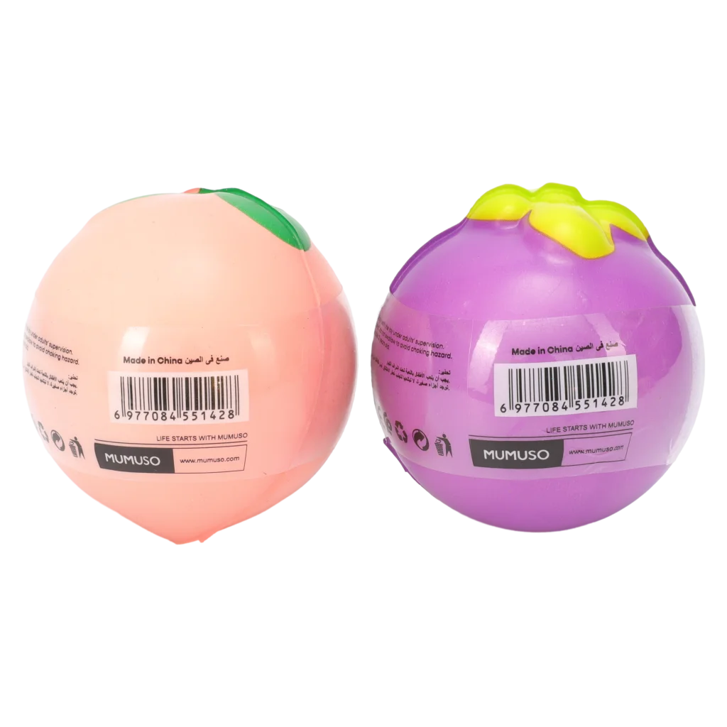 PU-Bouncy Ball für Kinder mit Mangosteen-/Pfirsich-Design (Lila/Rosa)