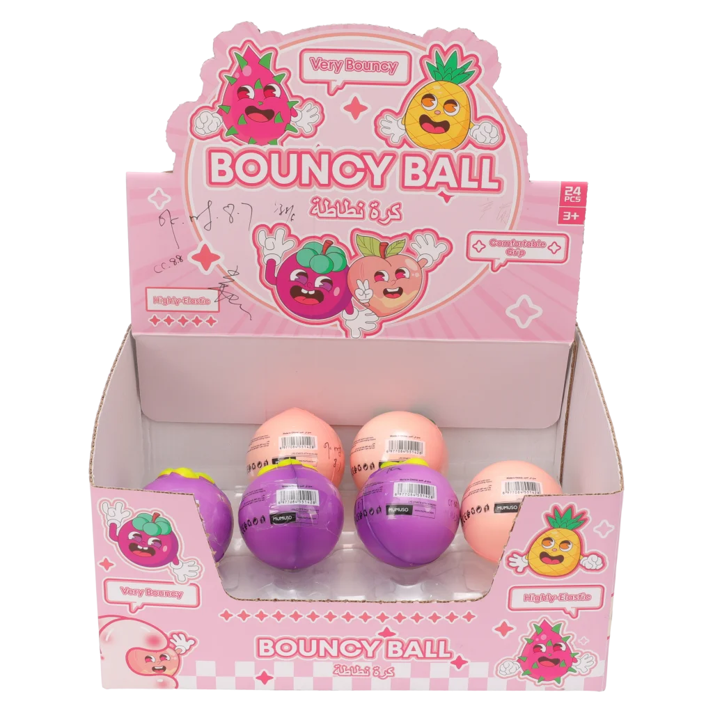 PU-Bouncy Ball für Kinder mit Mangosteen-/Pfirsich-Design (Lila/Rosa)