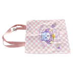 Canvas Schultertasche mit Katzen-Design, kariert (Rosa)