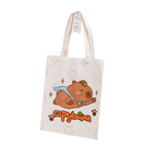 Canvas Tote Bag mit Capybara-Design, Schultertasche aus Polyester-Baumwolle (Weiß)