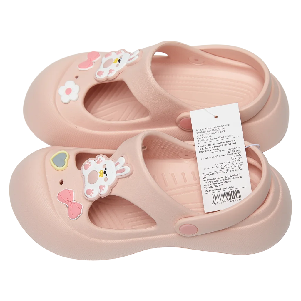 Damen Clogs mit Hasen-Design, Größe 37-38 (Rosa)