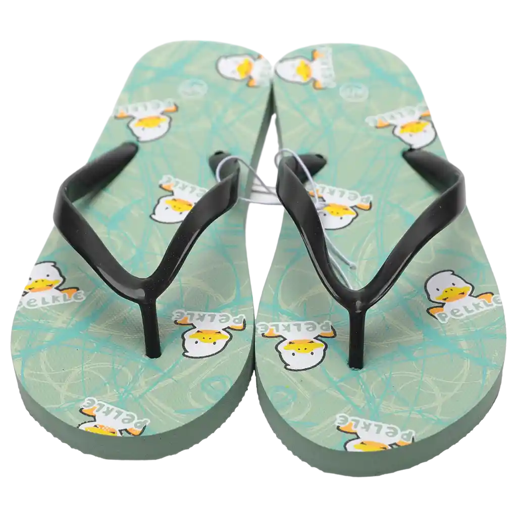 Flip Flops Damen mit Enten-Design (Grün, Größe 40-41)