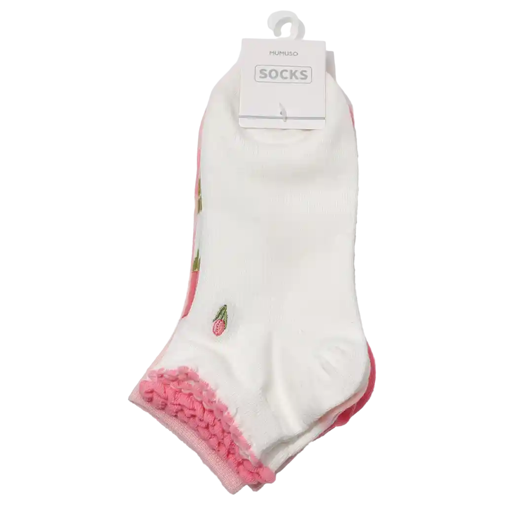3er-Pack Damen Sneakersocken mit Tulpen-Design aus Baumwollmischung (Weiß/Rosa/Pink)