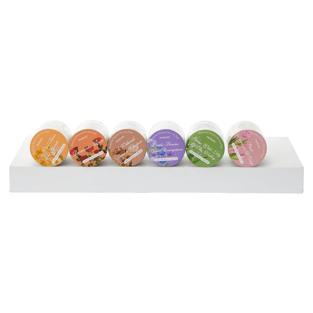 Die-Cut Tape mit Blumen-Design, 24 g (Rosa/Lila/Grün/Orange/Braun/Gelb)