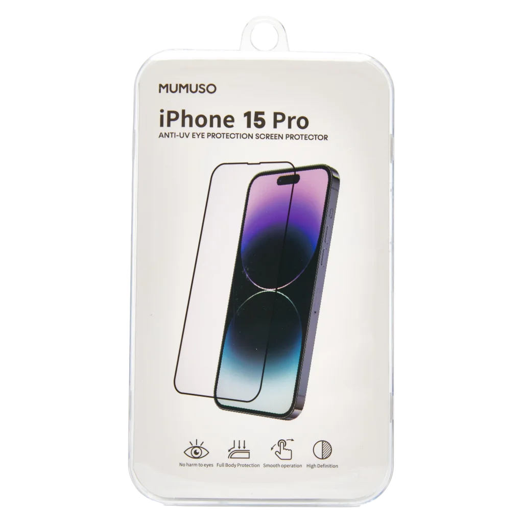 Displayschutzfolie aus gehärtetem Glas für iPhone 15 Pro (Transparent)