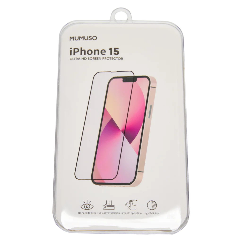Displayschutzfolie aus Glas für iPhone 15 (Transparent)