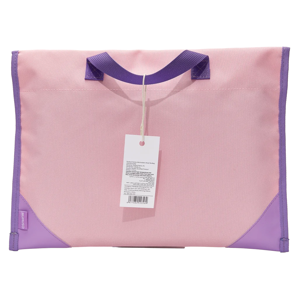 Dokumententasche aus Oxford-Stoff und Kunstleder, minimalistisch (Rosa/Lila)