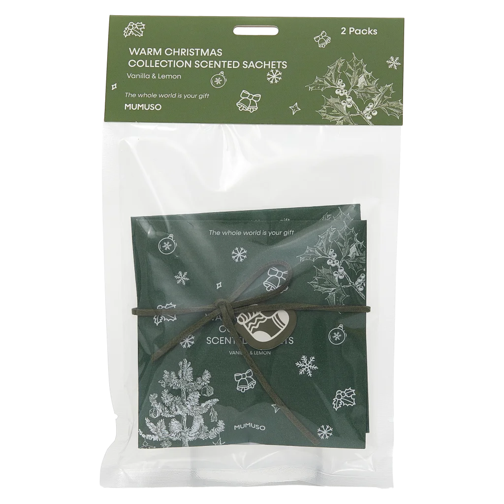 2er-Pack Duft-Sachets mit Vanille- &amp; Zitronenduft, Warm Christmas Kollektion (Beige/Rot/Rosa/Grün)