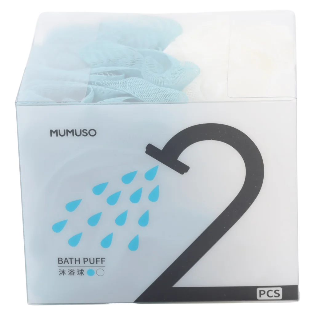 2-teiliges Duschschwamm-Set aus Netzmaterial für sanfte Reinigung (Weiß/Blau)