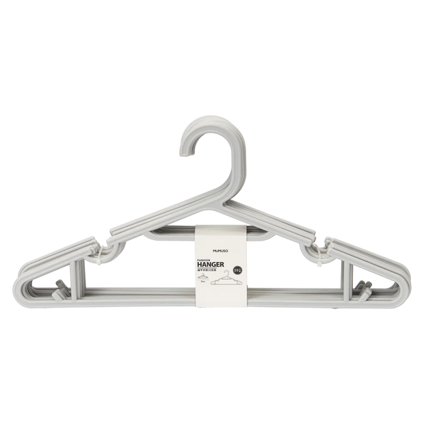 10er-Set flache Kleiderbügel aus Polypropylen (Grau)