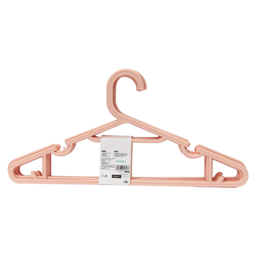 10er-Set flache Kleiderbügel aus Polypropylen (Rosa)