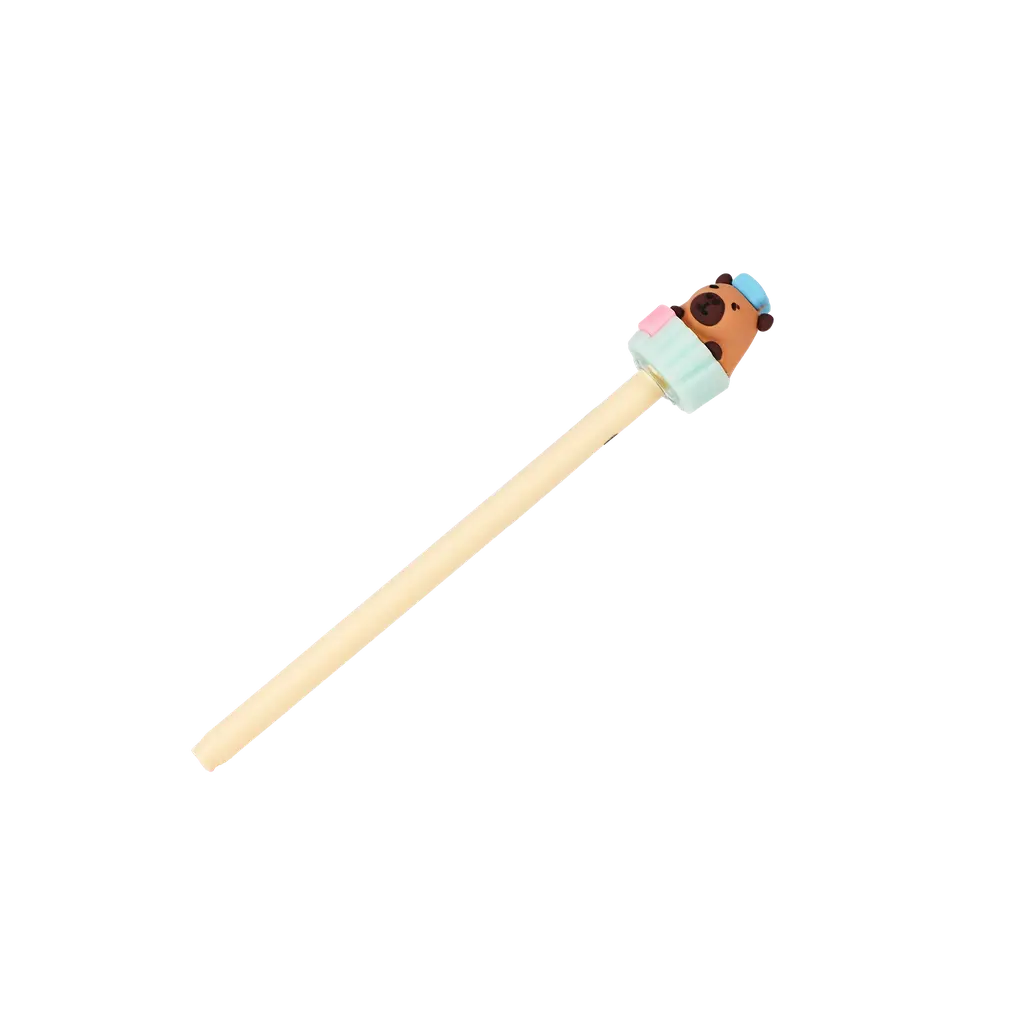 Gelstift mit Capybara-Design für Schule und Büro (Beige/Braun/Blau)