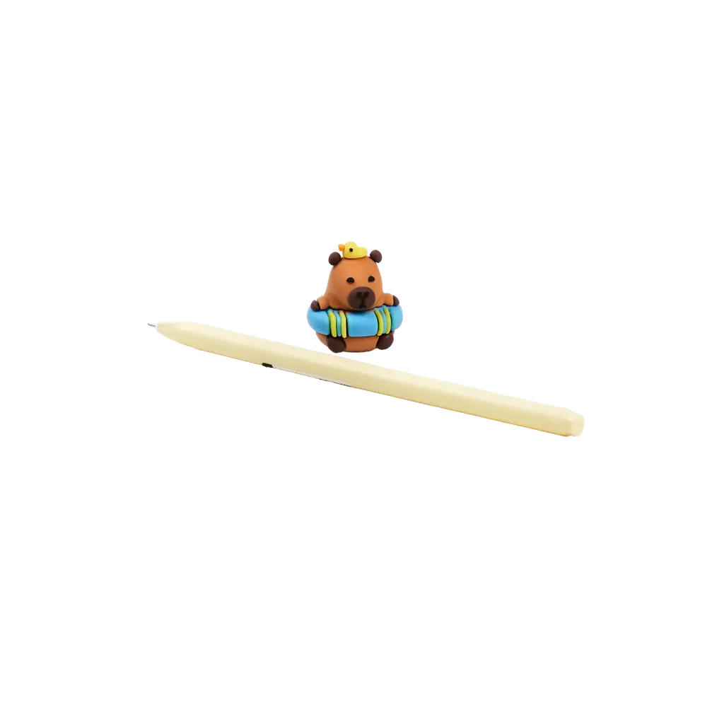 Gelstift mit Capybara-Design für Schule und Büro (Beige/Braun/Blau)