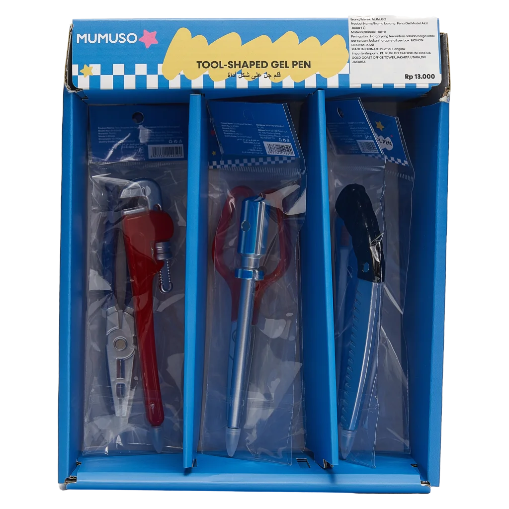 Gelstift im Werkzeug-Design für Schule & Büro (Rot/Blau/Schwarz)