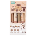 4er-Set Gelstifte mit Capybara-Design (Beige/Grün/Rosa/Natur)