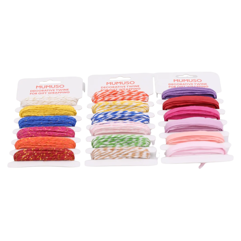 Geschenkband Set, dekoratives Bastelgarn für Geschenkverpackungen (Weiß/Gelb/Blau/Rot/Grün/Rosa)