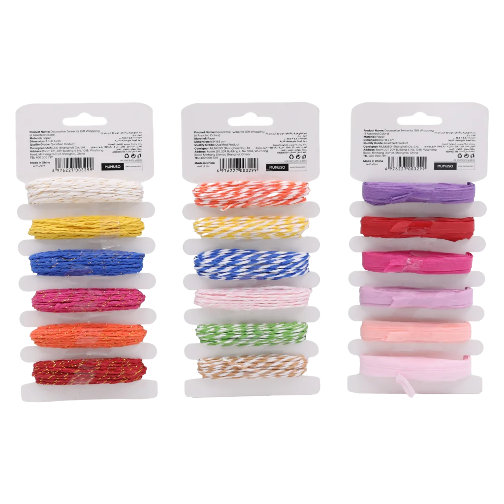 Geschenkband Set, dekoratives Bastelgarn für Geschenkverpackungen (Weiß/Gelb/Blau/Rot/Grün/Rosa)