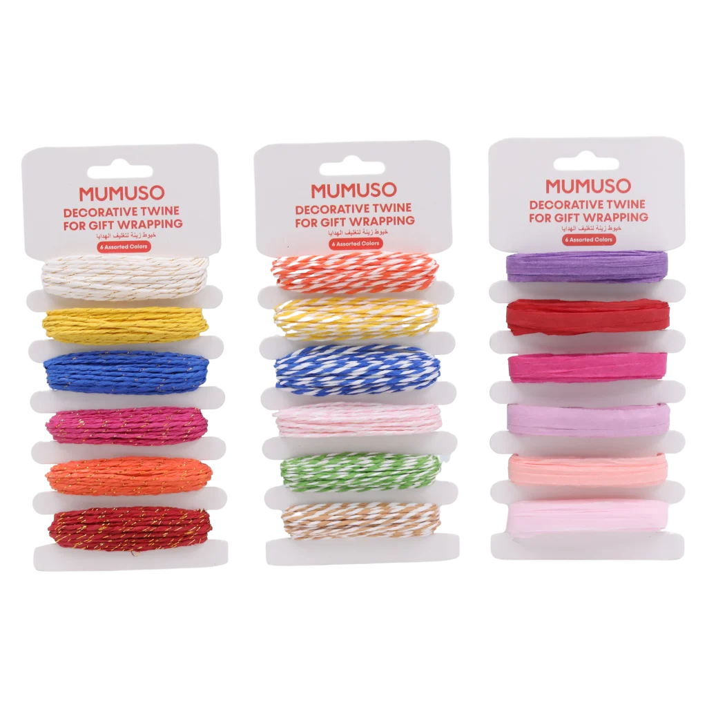 Geschenkband Set, dekoratives Bastelgarn für Geschenkverpackungen (Weiß/Gelb/Blau/Rot/Grün/Rosa)