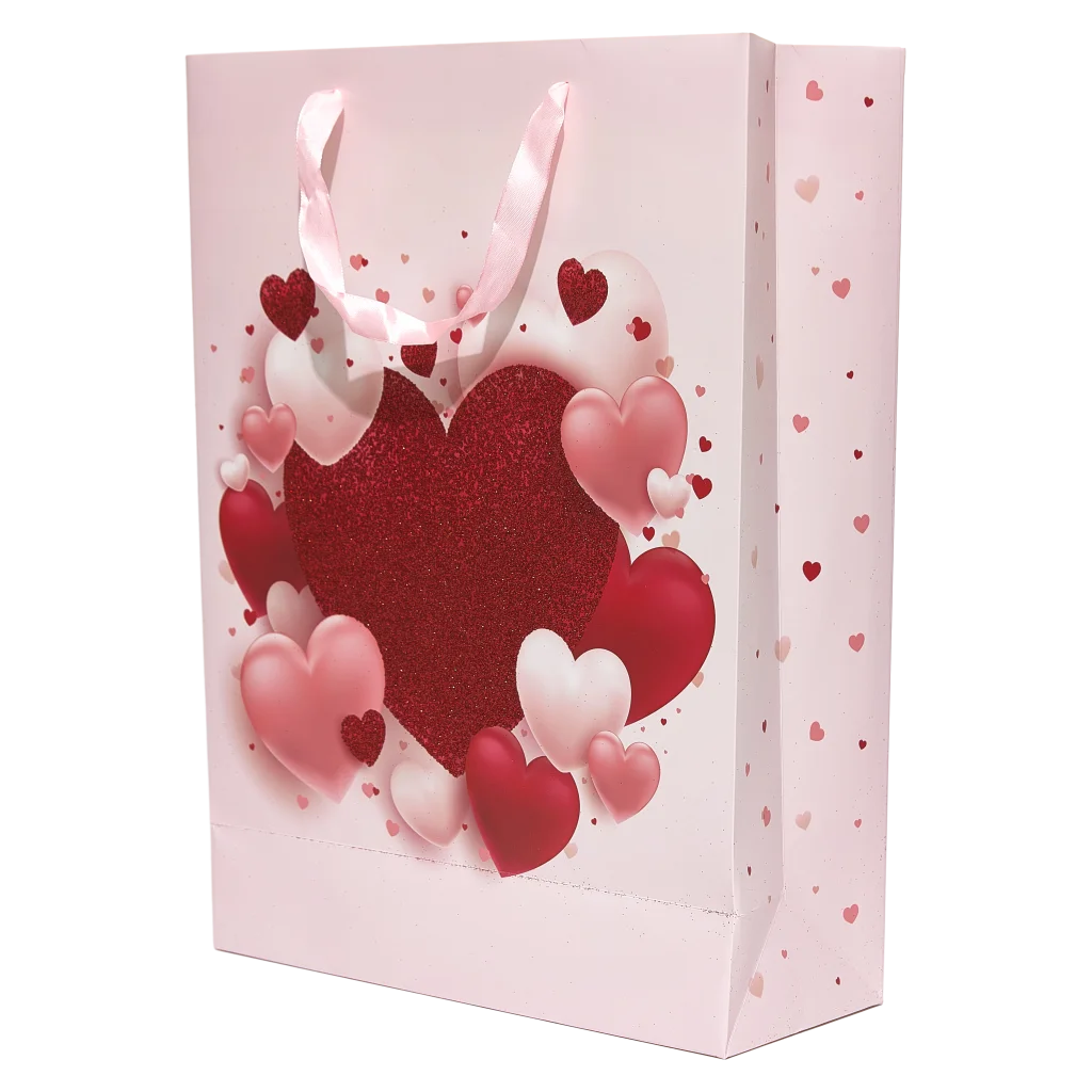 Große Geschenktasche mit Herz-Design (Rosa/Rot)