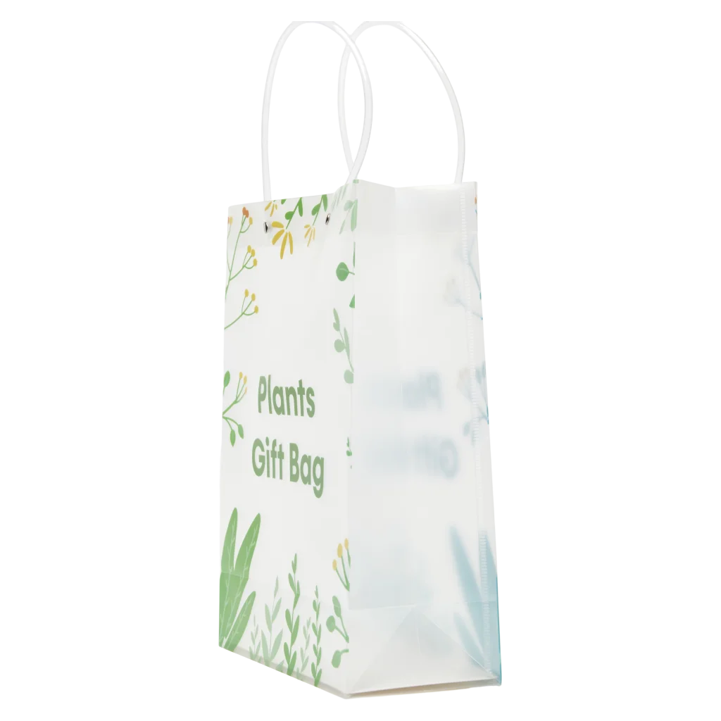 Große Geschenktasche mit Pflanzen-Design (Lila/Grün/Blau)