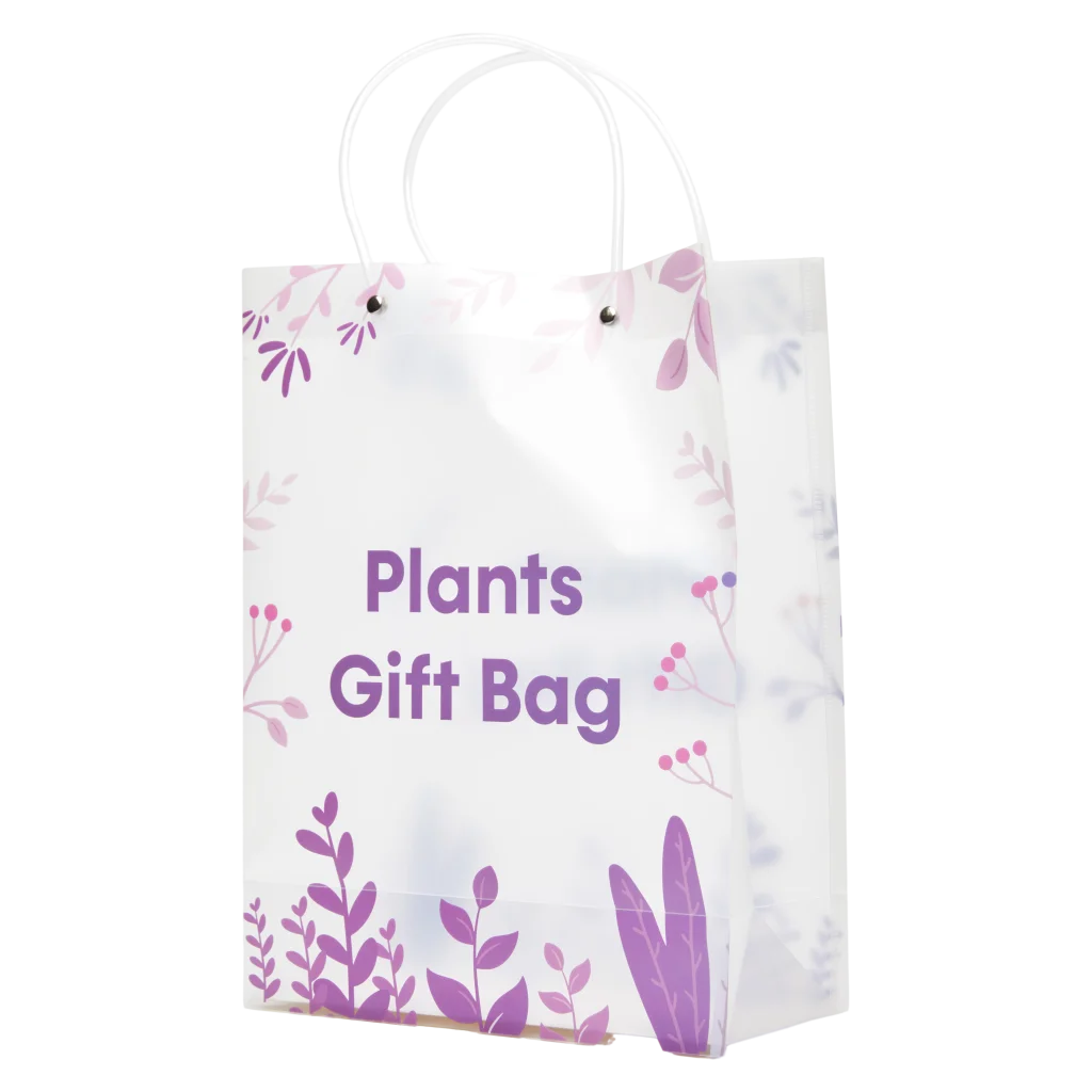 Große Geschenktasche mit Pflanzen-Design (Lila/Grün/Blau)