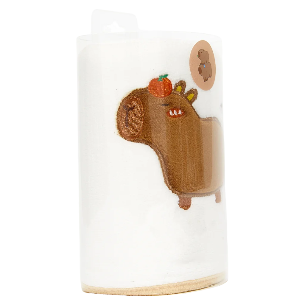 Gesichtshandtuch aus Florgarn mit Capybara-Design für sanfte Pflege (Braun/Weiß)
