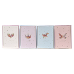 Grußkarte mit Folienprägung und Pailletten, Design Herz/Krone/Schmetterling (Rosa/Hellgrau/Hellblau/Flieder)