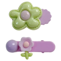 2-teiliges Acryl-Haarspangen-Set mit Blumen-Design (Grün/Lila)