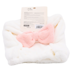 Haartrockenkappe aus Mikrofaser mit Katzen-Design und Schleife (Weiß/Rosa)